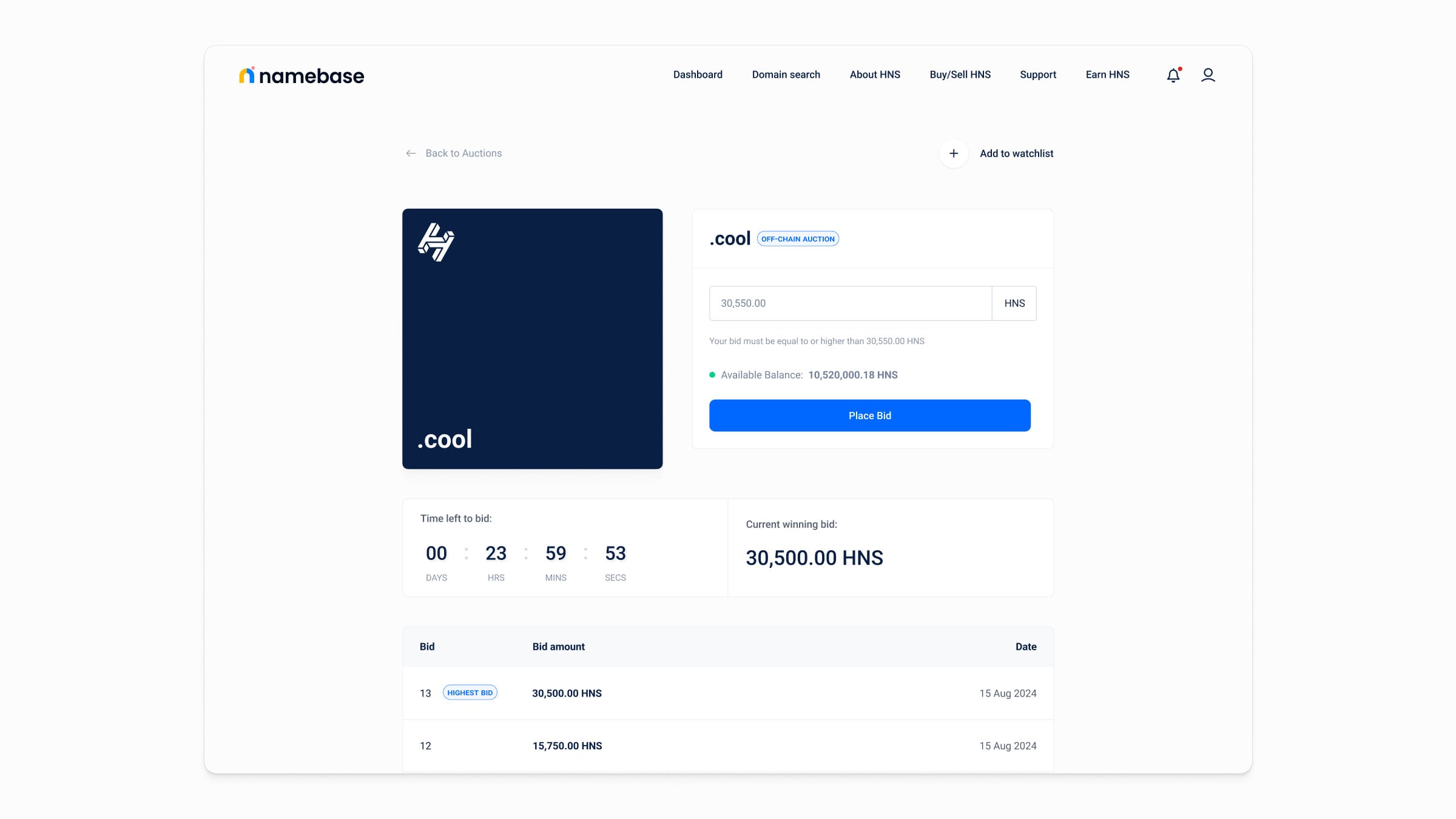 Namebase screen 5 of 8